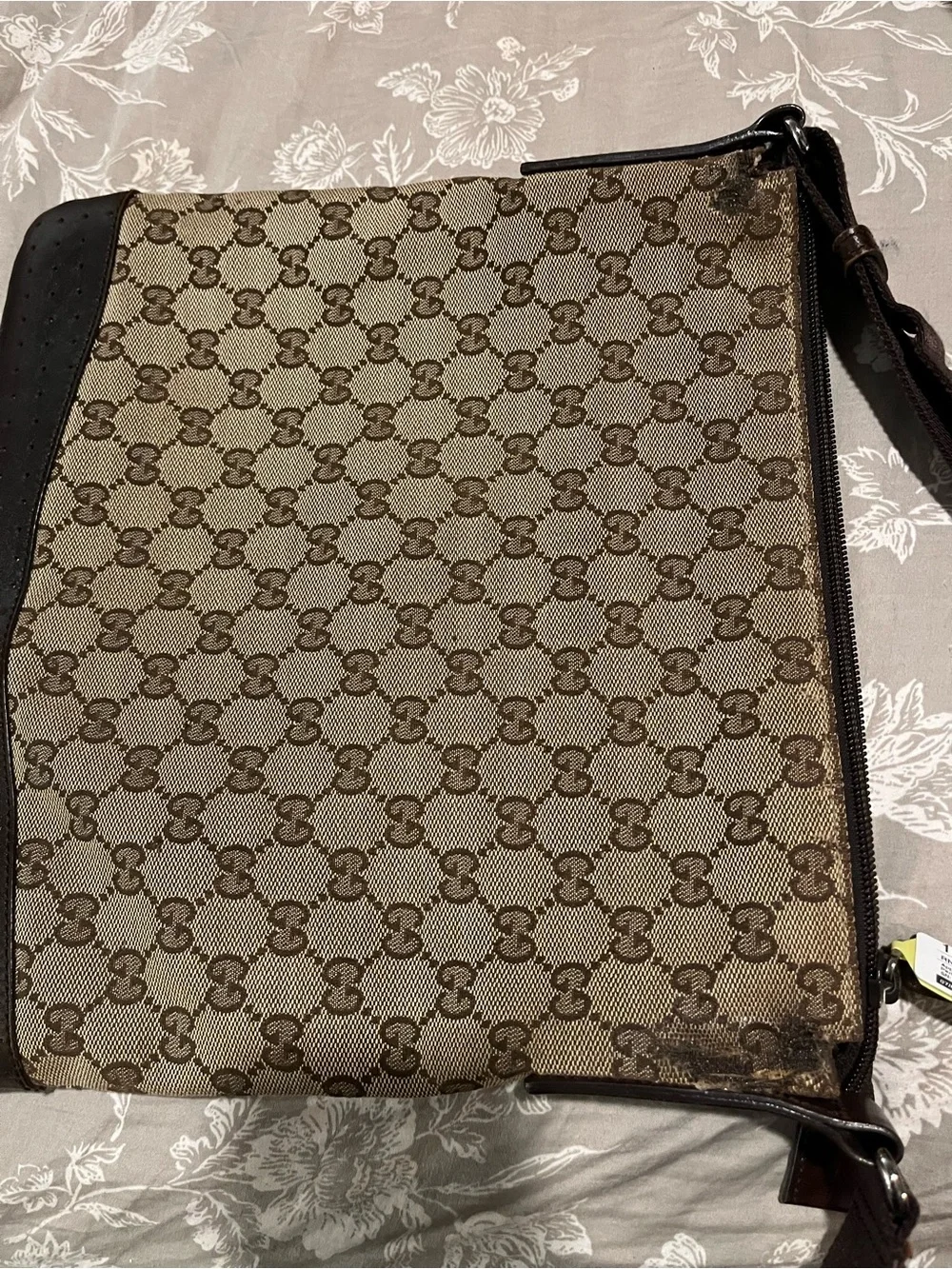 Gucci Beige and Brown GG Canvas Crossbody Bag